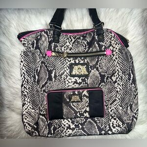 Juicy Couture Malibu Nylon Tote & Wallet In Snakeskin Print